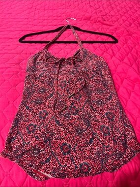 Free People Rust Floral Halter Top.